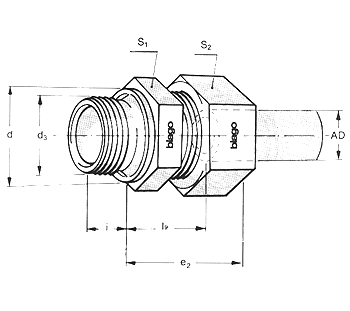 Male stud coupling (Male stud thread, BSP, parallel with special captive seal of perbunan)