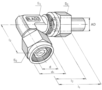 Swivel elbow (Pre-assembled, with nut and cutting ring)